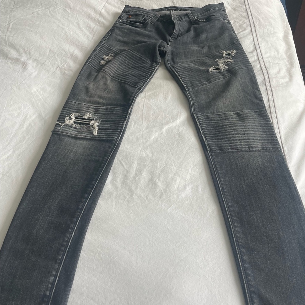 Hudson Jeans Black Skinny Fit Distressed Denim